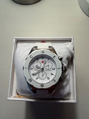 Michele White Ceramic Chronograph Watch